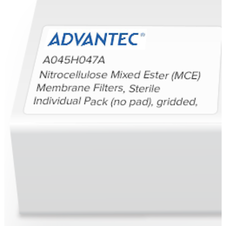 ADVANTEC MFS MCE Membrane Filter, Sterile, Gridded, 0.45um, 47mm, PK100 A045H047A